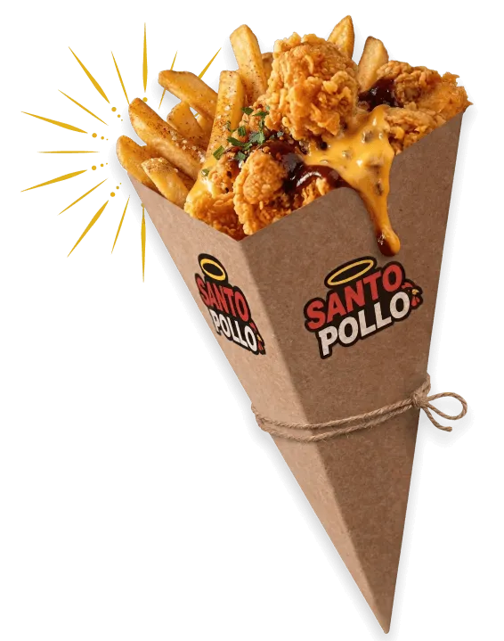 Cono de papas Santo Pollo